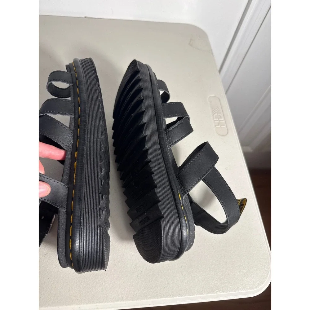 Dr. Martens Nartilla Black Leather Gladiator Toe Loop Platform Sandals Women 10
